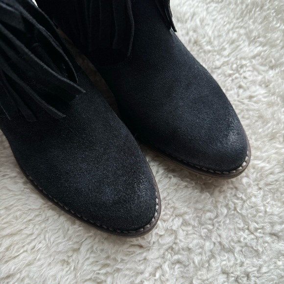 Primadonna Collection Black Suede Fringe Ankle Booties - Picture 3 of 11
